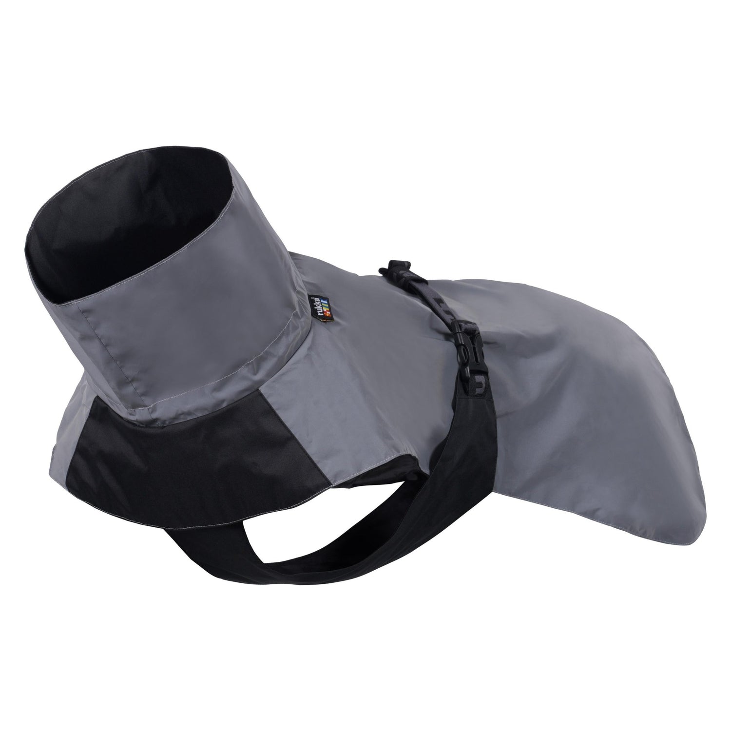 Gray and black raincoat on a white background