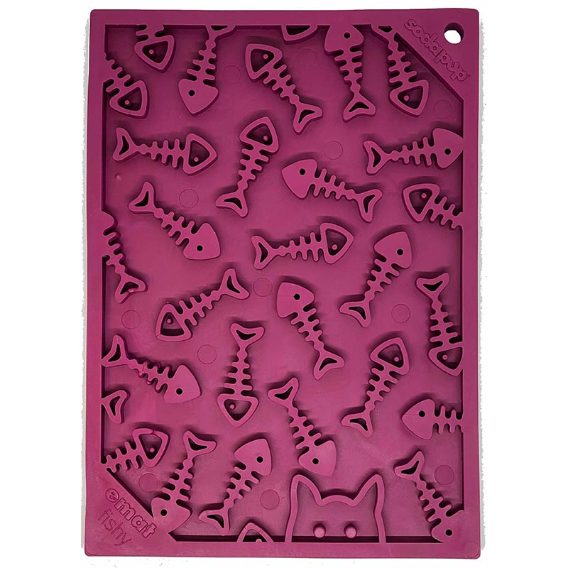 Pink mat with fish bone pattern on a white background