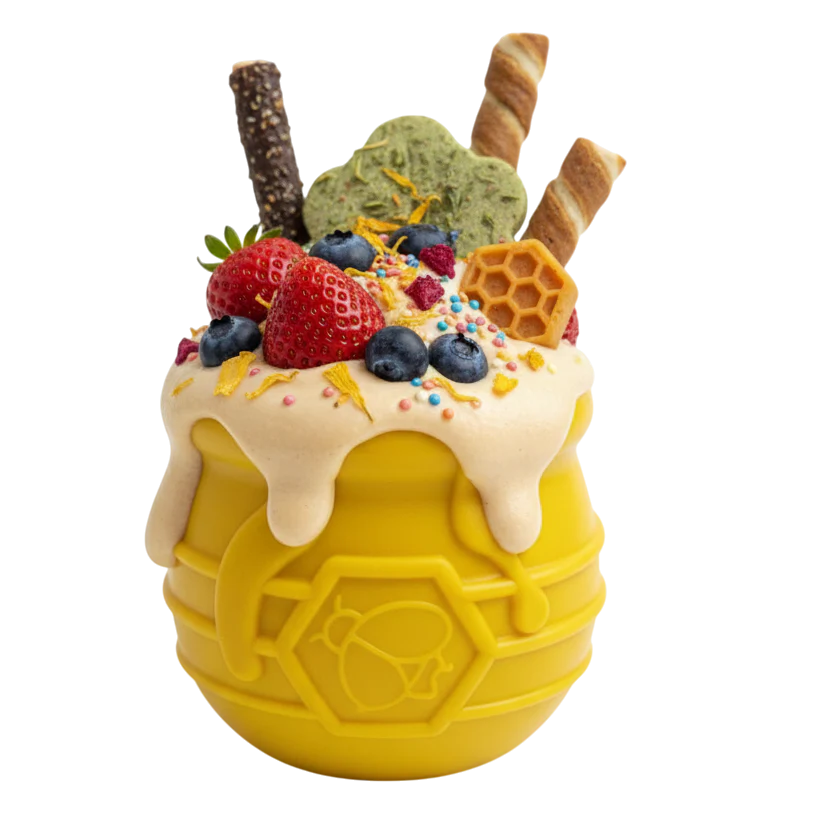 SodaPup Honey Pot Durable Rubber - Treat Dispenser &amp; Frozen Enrichment Toy for Dogs - Share Happy Outfits
