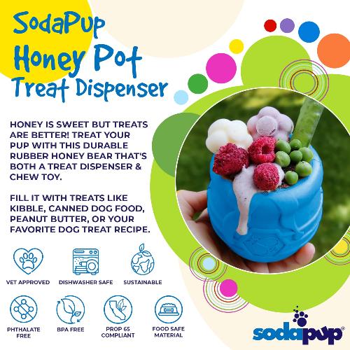 SodaPup Honey Pot Durable Rubber - Treat Dispenser &amp; Frozen Enrichment Toy for Dogs - Share Happy Outfits