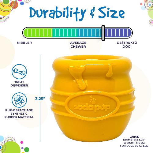 SodaPup Honey Pot Durable Rubber - Treat Dispenser &amp; Frozen Enrichment Toy for Dogs - Share Happy Outfits