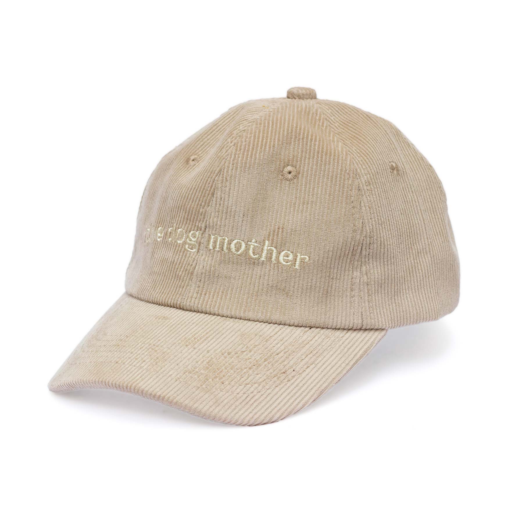 Beige keps med texten &