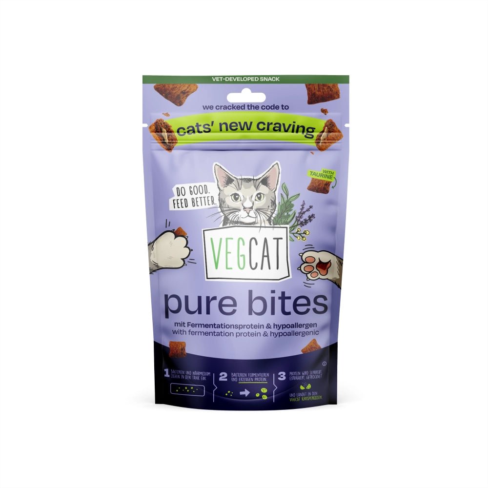 VegCat pure bites cat snack package on a white background