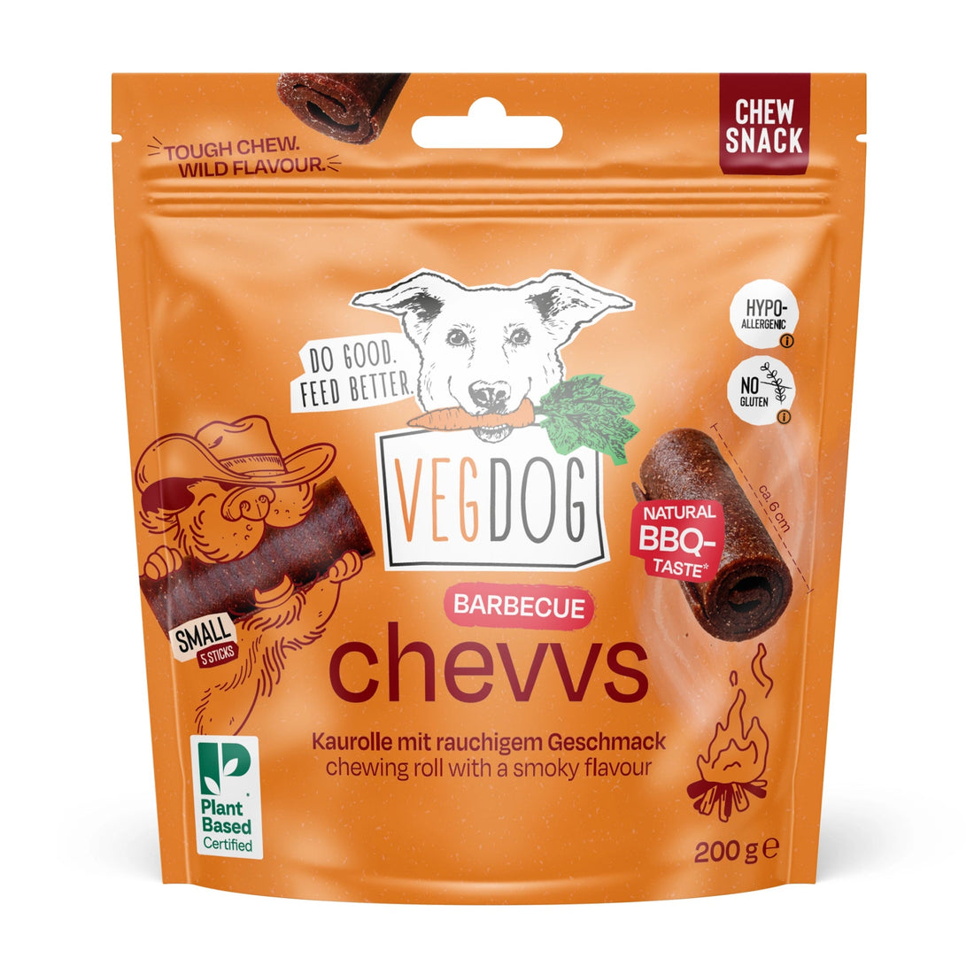 VEGDOG Chevvies Small - Vegan BBQ Dog Chews with Smoked Paprika - Share Happy Outfits