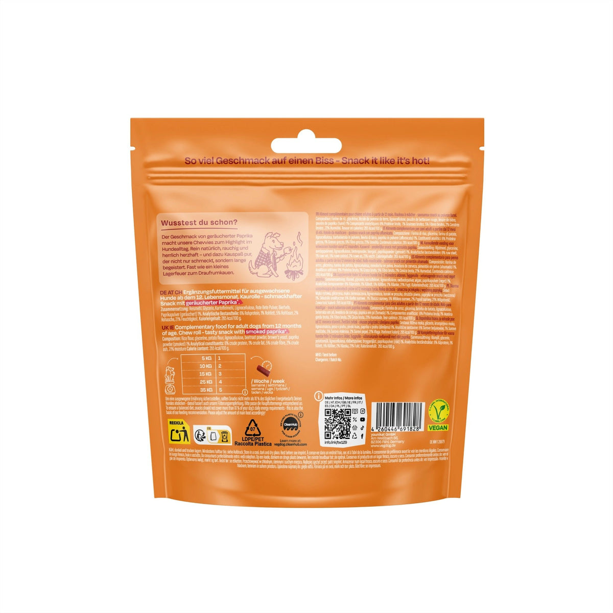 VEGDOG Chevvies Small - Vegan BBQ Dog Chews with Smoked Paprika - Share Happy Outfits