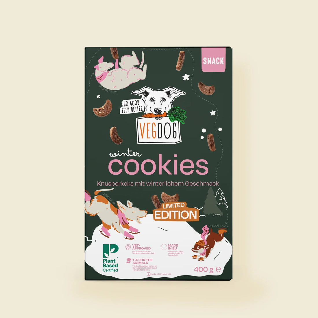 Winter Cookies - Vegan Christmas Dog Treats with Cinnamon - Limited Edition - 400g - Share Happy Outfits